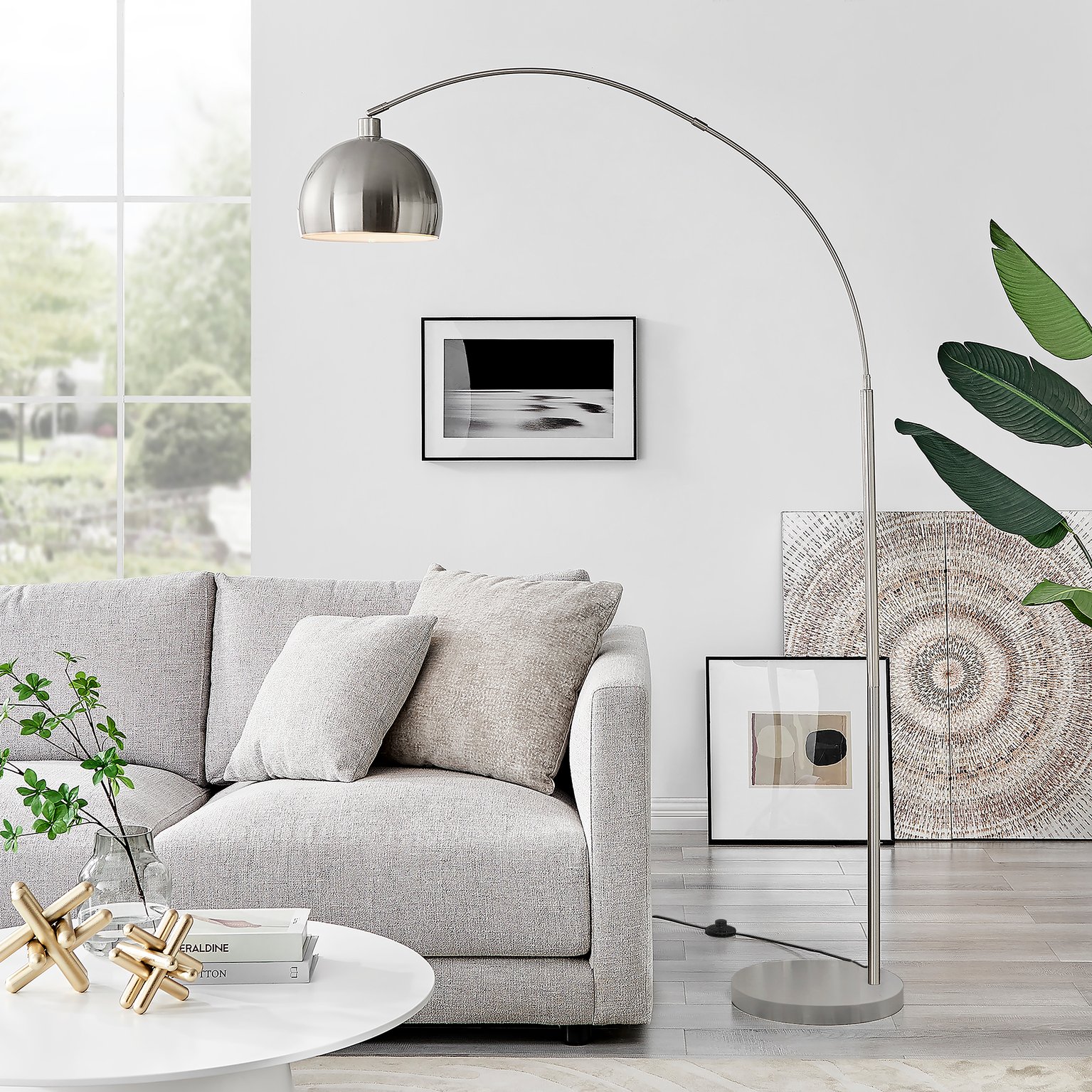 Furniturebox HOLDEN Tall Metal Floor Arc Standing Lamp Light (Including